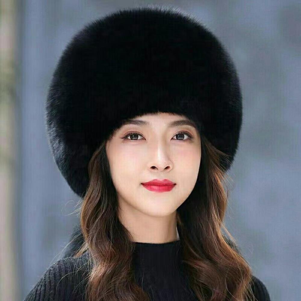 Winter Hat Fox Hair Hat Women's Cold-proof Snow Hat Fur Thickened Basin Hat Baotou Hat