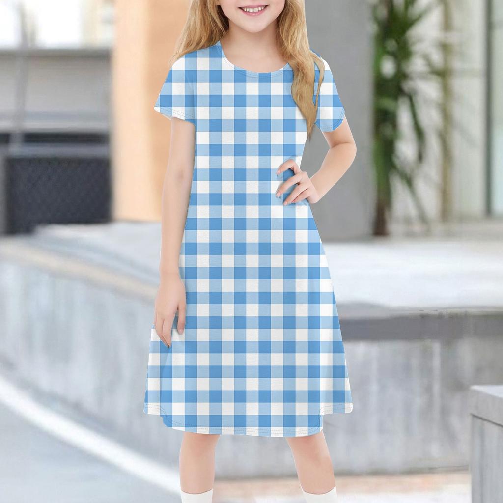 Children's Summer Short-sleeved Casual Fashion Round Neck Dress