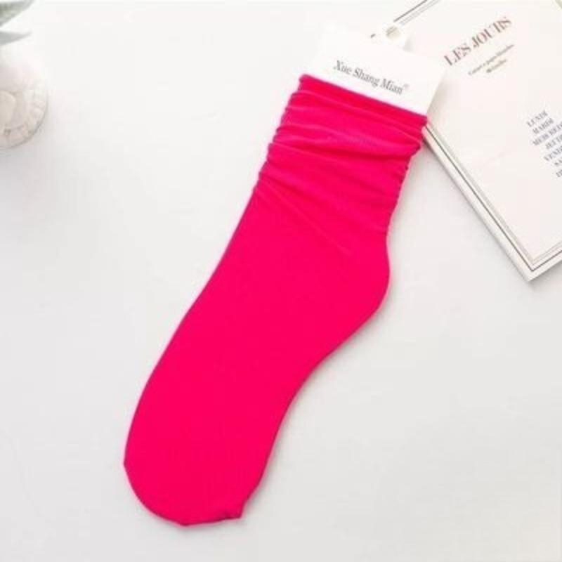 Female Spring and Summer Thin Pure Color Cool Breathable Comfortable Tube Stack Socks