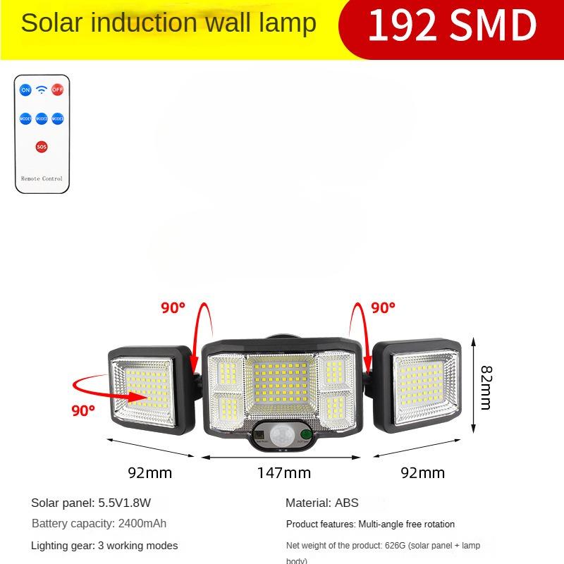 Neue Solar-Wandlampe mit Induktionsfunktion für den menschlichen Körper, Gartenlampe im Freien, wasserdicht, LED, drehbare Beleuchtung, Straßenlaterne