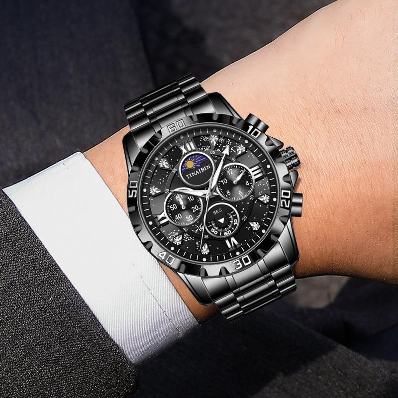 Chronograph Luxury Brand Stylish Men Luminous Wrist Watches For Male Clock Stainless Steel Band Men Business Quartz Watches