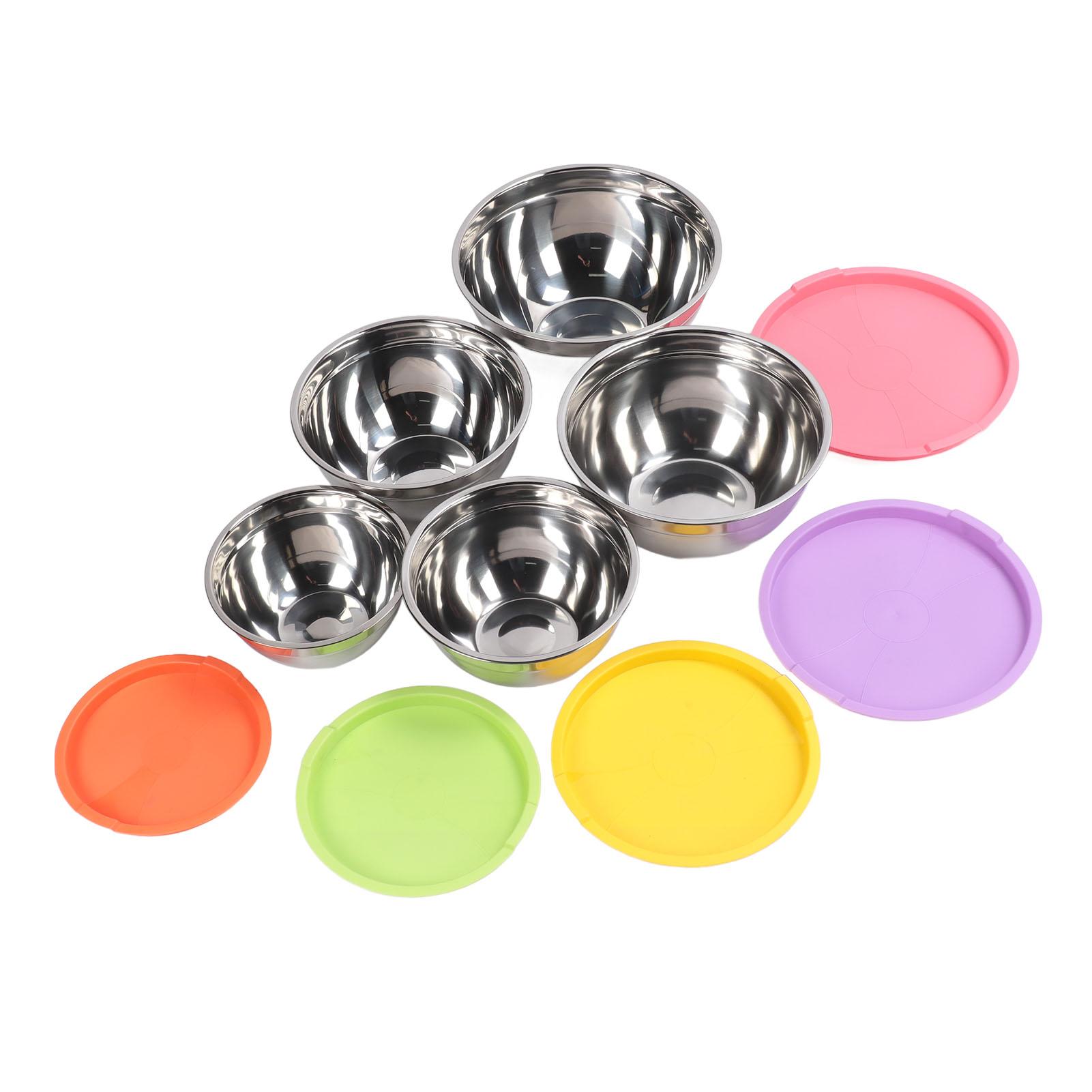 

5PCS Mixing Bowls with Lids Stainless Steel Stackable Nesting Bowl Food Container for Baking Cooking Prepping Serving L