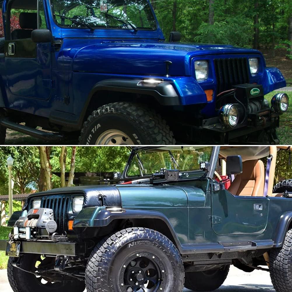 For 1987 1988 1989 1990 1991 1992 1993 1994 1995 Jeep Wrangler YJ Fender Front Bumper Passenger Side Marker lights White LED