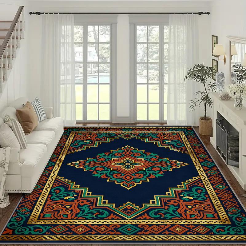 RAKKS Morocco Medallion Large Area Rug, Non-Slip Carpet for Living Room & Bedroom Kitchen, Door Mat, Sofa Bedside Mat Home Decor