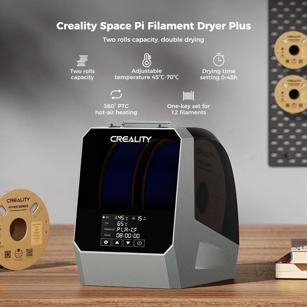 Creality Space Pi Filament Dryer Plus - Advanced PTC 360° Heating, 48H Timer LCD Touchscreen, Fits 1.75/2.85mm Filaments