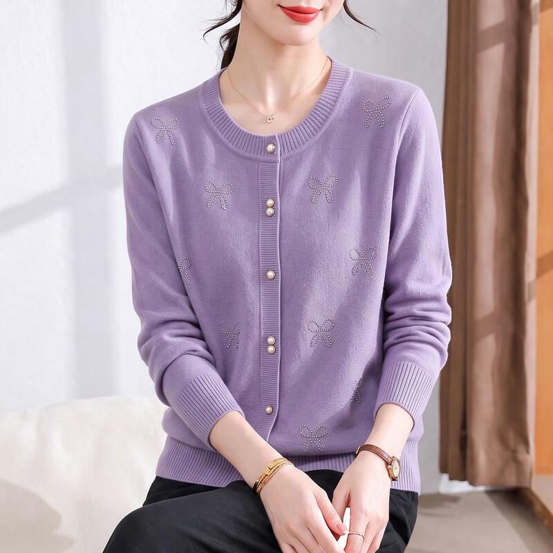 Yuzhaolin Women's Autumn Crewneck Knit Cardigan
