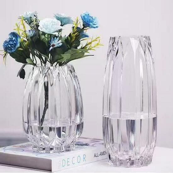 Lucky Bamboo Glass Vase for Flower Arrangements - Transparent Nordic Style, Ideal for Living Room Décor, Extra Large Size