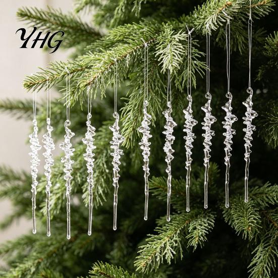 Decorative Hanging Lanyards Included 12Pcs Colorful Spiral Icicle Ornaments, Acrylic Twisted Ice Bar Decor for Christmas Tree, Easy Storage