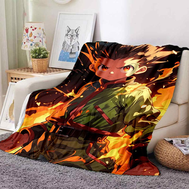 HXH Hunter X Hunter GON FREECSS Killua Zoldyck Cartoon Anime Flannel Blanket,Soft Throw Blanket for Home Bedroom Bed Sofa Gift