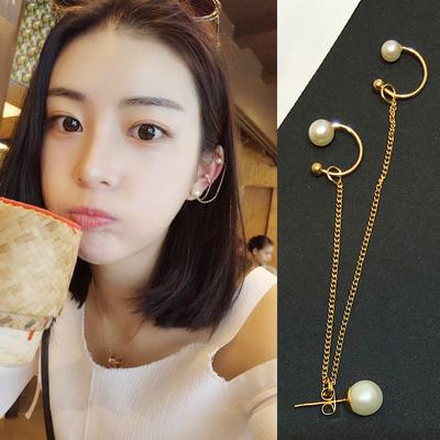 Versione coreana di Socialite Pearl Ear Bone Ear Buckle Ear Clip Tassel Chain Single Orecchino Trend Personalità