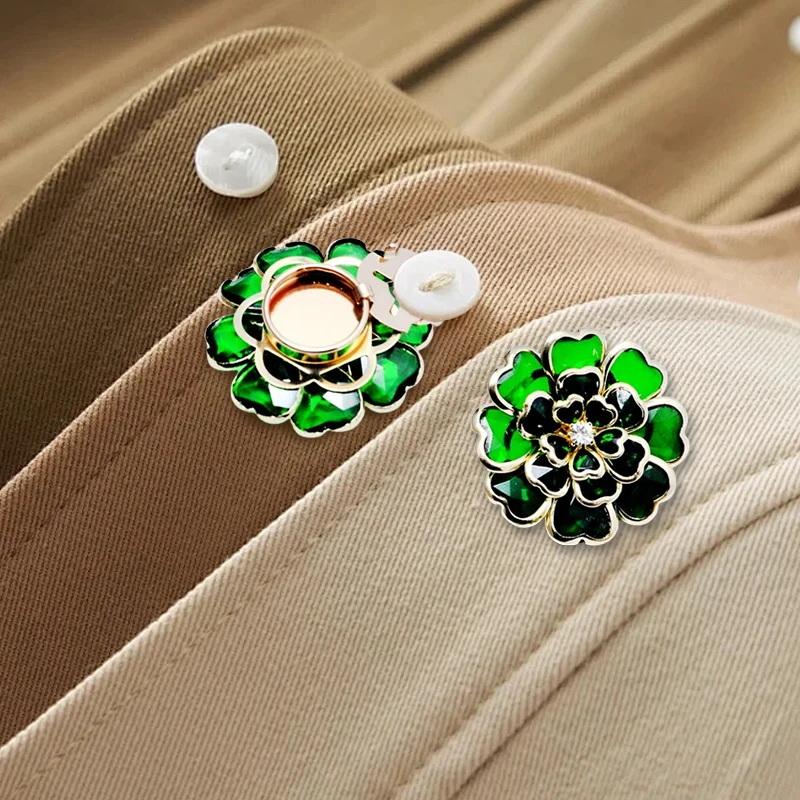 Rhinestone Flower Button Covers Scratch Resistant Shiny Button Buckles for High End Outfit Dress Jacket Decor Accessories