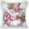 Short Plush Material Pillowcasepink Christmas Pillowcases: Snowman & Tree Designs For Festive Home Decor Sofas, Bedroom Pillow C