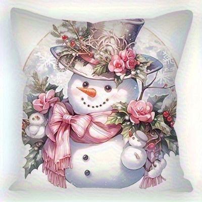 Short Plush Material Pillowcasepink Christmas Pillowcases: Snowman & Tree Designs For Festive Home Decor Sofas, Bedroom Pillow C