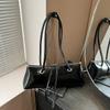New Women Red Shoulder Bag Korean Versi Simple Solid PU Leather Underarm Bags 2026 Elegant Female Dating Handbags