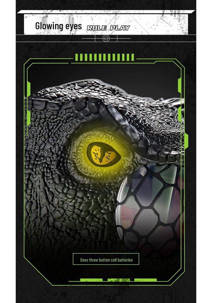 Electric Luminous Dinosaur Mask with Movable Mouth - Funny Tyrannosaurus Rex Headgear for Halloween