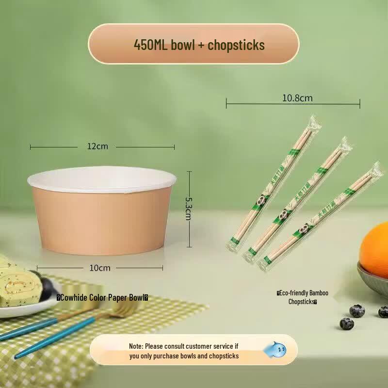 Qiwei 750ml Disposable Kraft Paper Bowl with Lid