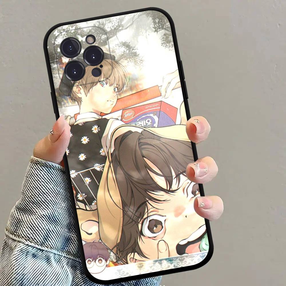 

Korean Comics Lost In The Cloud Black Silicone Matte Phone Case For iphone 17 Air 16 15 14 13 12 11 Pro Max Plus Back Cover TPU iPhone 15 plus