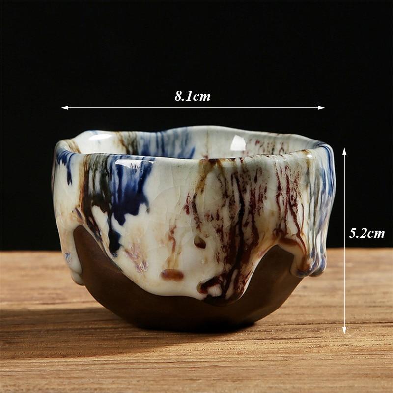 Ceramic Ice Cracked Glaze Tea Cup Handmade Coarse Pottery Ru Kiln Master Cup Creative Office Teacups Drinkware