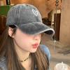 Adjustable Spring/Summer Hat Embroidery Peach Heart Sun-proof Cap  for Women Men Couple