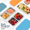 3Pcs 1/2 Grid Snack Box Stainless Steel Snack Containers with Silicone Lid Portable Food Storage Containers for Sauce Fruits Nut