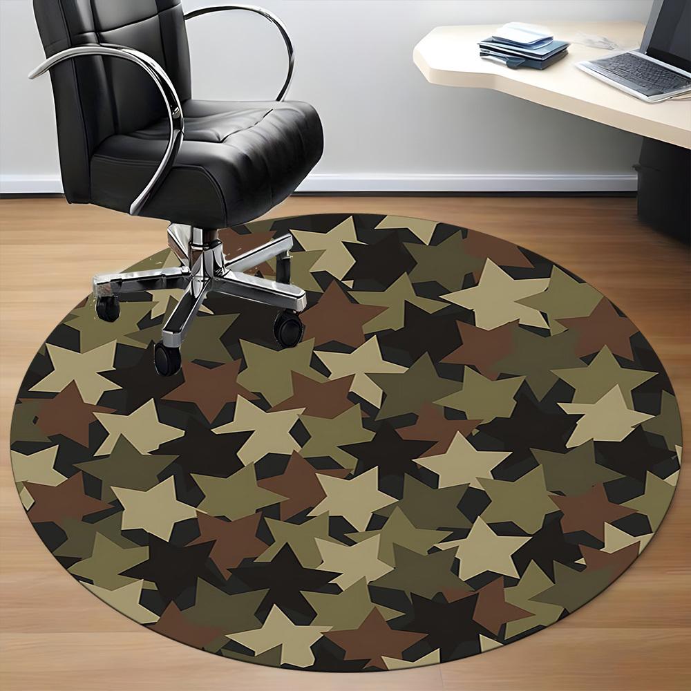 1PCCamouflage Stars Office Round Area Rug,  Mat Suitable For Office, Under Office Chairs Bedroom Living Room Home Decor, Room Deco