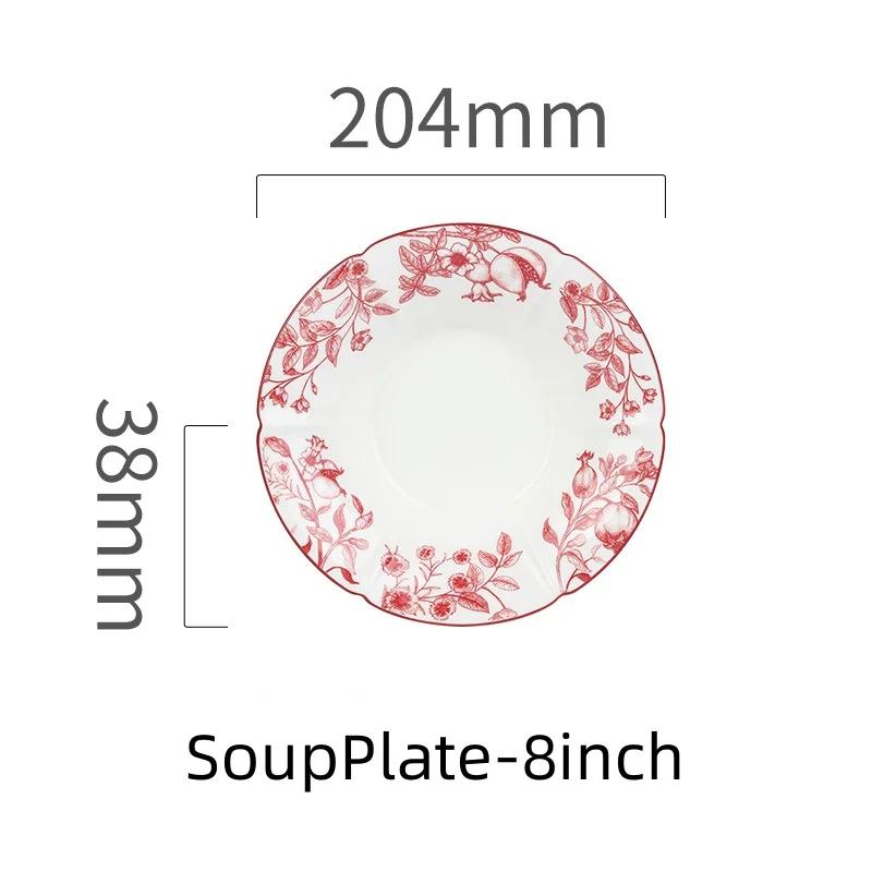 Ceramic Tableware Flower Pattern Bowl Plate Dish Dinner Plate Bread Dish Party Home Dinnerware Table Decoration Kitchen Utensils