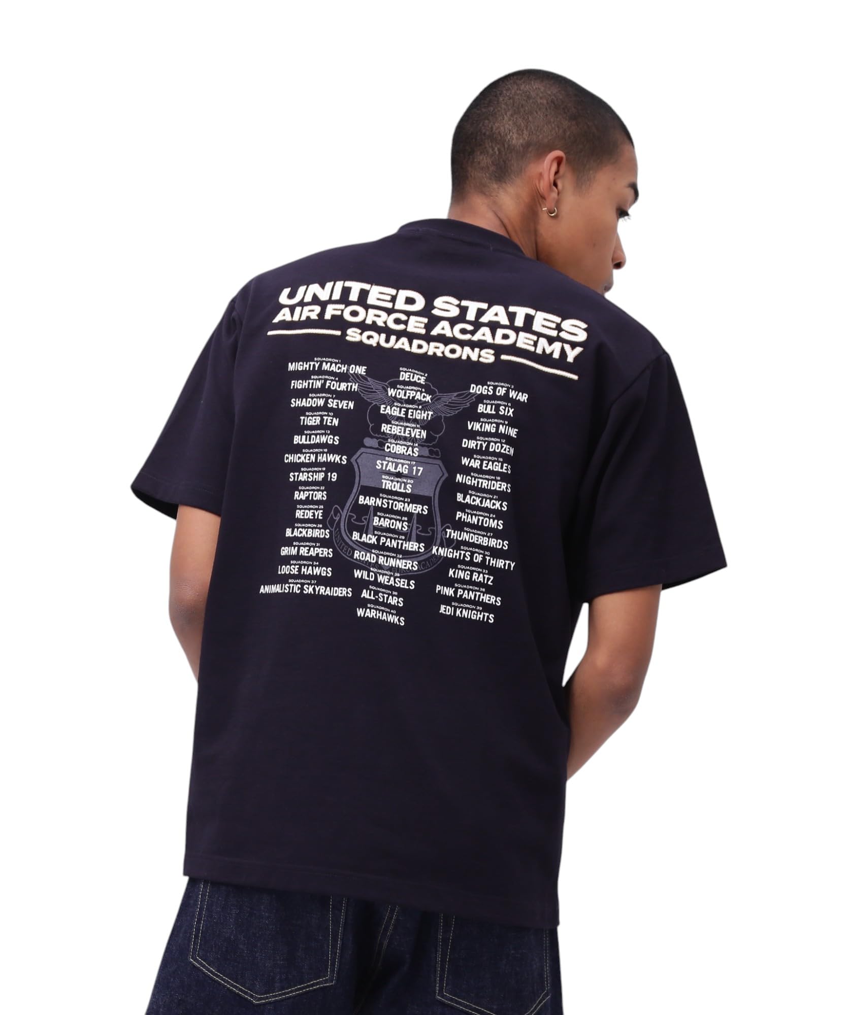 AVIREX USAFA SQUADRONS EMBROIDERY T-SHIRT men s XL navy 783-5134014
