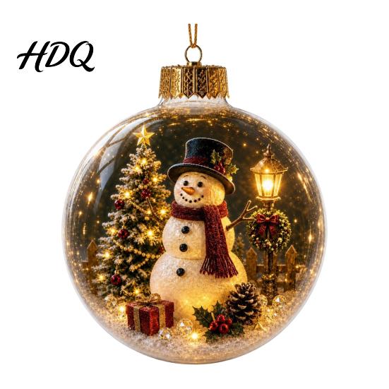 Religious Christmas Souvenir Glowing Ball Ornaments Mini Holiday Scene Light-Up Hanging Clear Holy Season Spiritual Gift Acrylic Decoration with Warm