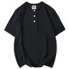 260G Heavy Cotton Henry Collar Short-Sleeved T-shirt Summer Men's Retro Trendy Versatile Cotton Half-Sleeve Bottoming Shirt