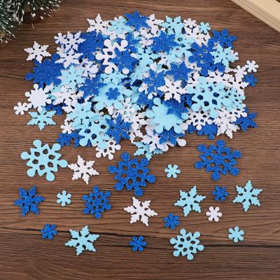 100Pcs 3D Snowflake Self-Adhesive Glitter Foam Stickers Christmas Winter Party Home Decoration DIY for Windows Planners Gift Box
