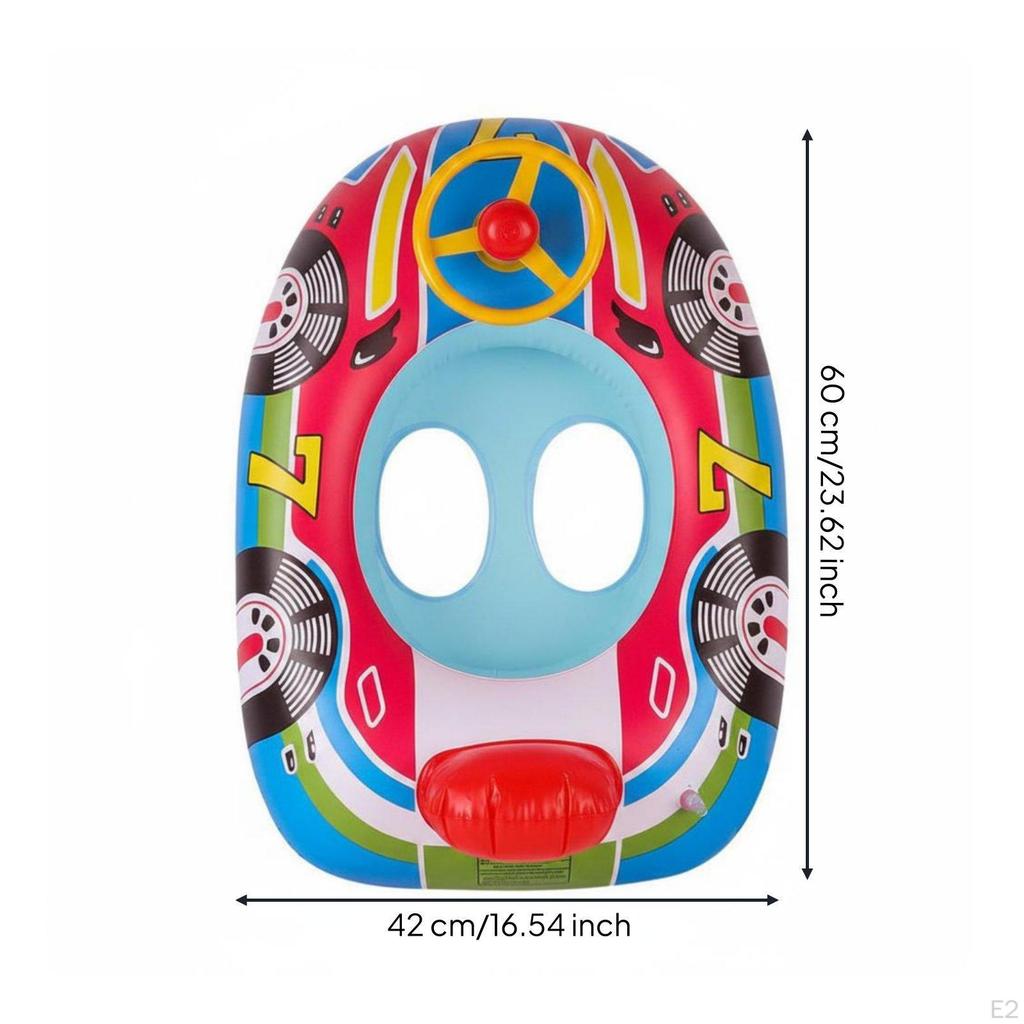 Kids Pool Toy with Steering Wheel Swimming Floats Seat Boat Inflatable Watercraft LeakResistant