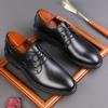 2024 Jarní a podzimní nové pánské business casual kožené boty pánské britské šněrovací kožené prodyšné velké velikosti pánské kožené boty 6201