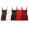 Women's Square Neck Sleeveless Mini Dress Slim Fit Side Ruched Solid Polyester Spaghetti Strap Club Bodycon Dress