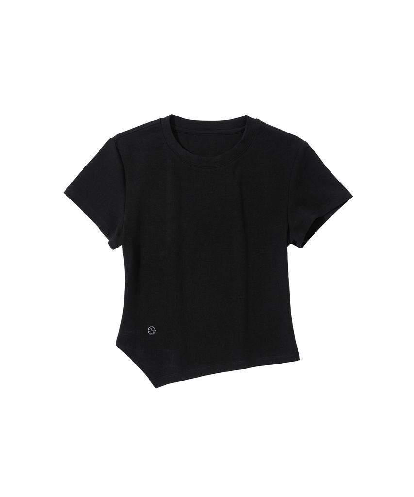 Sekeonmonollogeu W. Oblique Slim Fit Short Sleeve T-Shirt [Black]_Sewts005Black