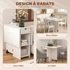 Folding Dining Table, Extendable Kitchen Table for 2 to 4 People, 2 Drop Leaves, 120 x 72 x 75 cm, White