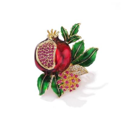 Granatapfelblüten-Brosche, Hochwertiger Femininer Charme, Öl-Tropf-Brosche, Nische und Raffiniert, Blendschutz-Nadel