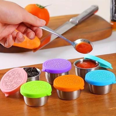 40ML Salat Dressing Behälter mit Deckel Dicht Edelstahl Sauce Gericht für