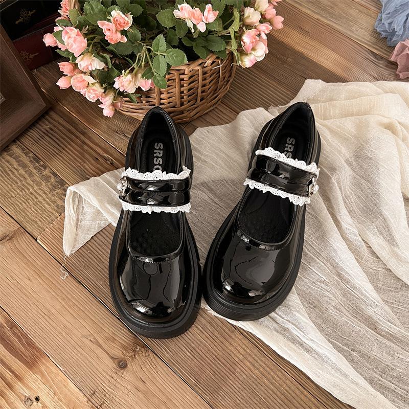Round head thick-soled muffin silver Mary Jane single shoes women's 2025 summer new models with skirts Round head Velcro small leather shoes