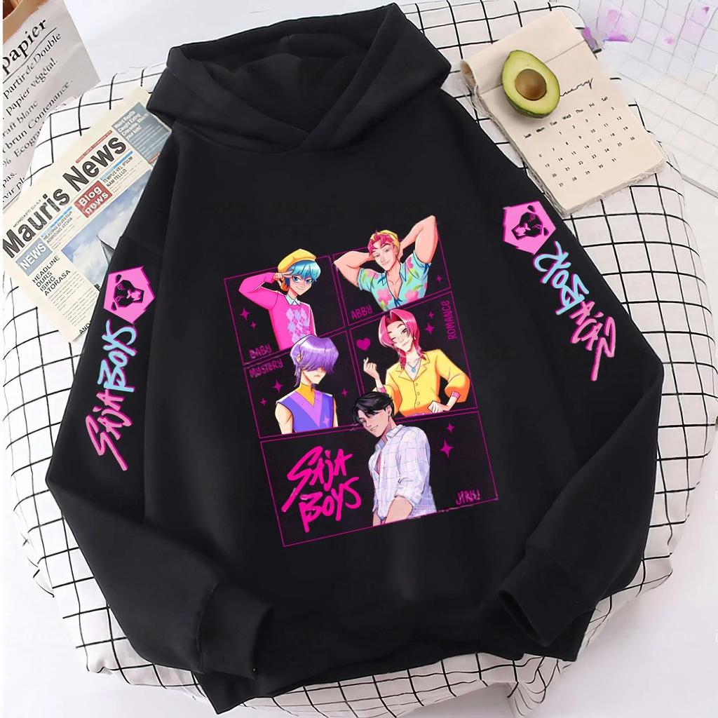 Autumn K-pop Saja Demon Hunters Print Children Hoodies Fashion Warm Kids Sweatshirt Long Sleeve Casual Fleece Hooded Streetwear