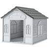 Waterproof PP Dog House with Sloped Roof and Entrance Door, 65x75.7x63 cm, Grey