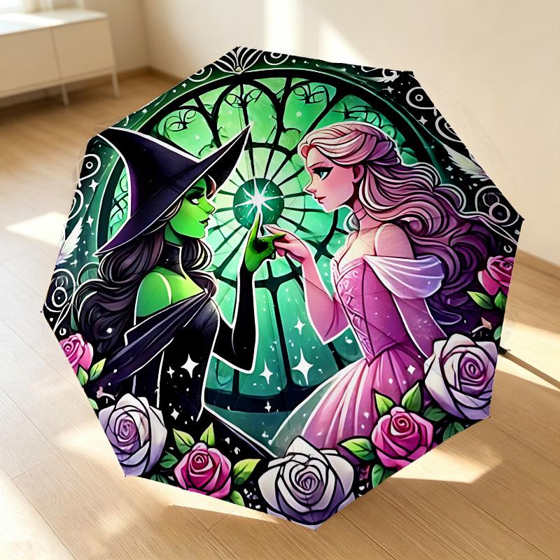 Witch Fairy 8 Ribs 3Fold Black Glue Uv Protection Umbrella Sun Protection Rainproof Compact Folding Umbrella For Travel Daily Use C923491