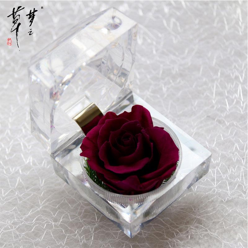 Preserved Crystal Rose Acrylic Flower Gift Box for Valentine's Day Confession