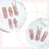 24 Pieces Long Square Press On Nail With 3D Bows and Rhinestones Designs False Nail Sparkling Stick On Nail for Women