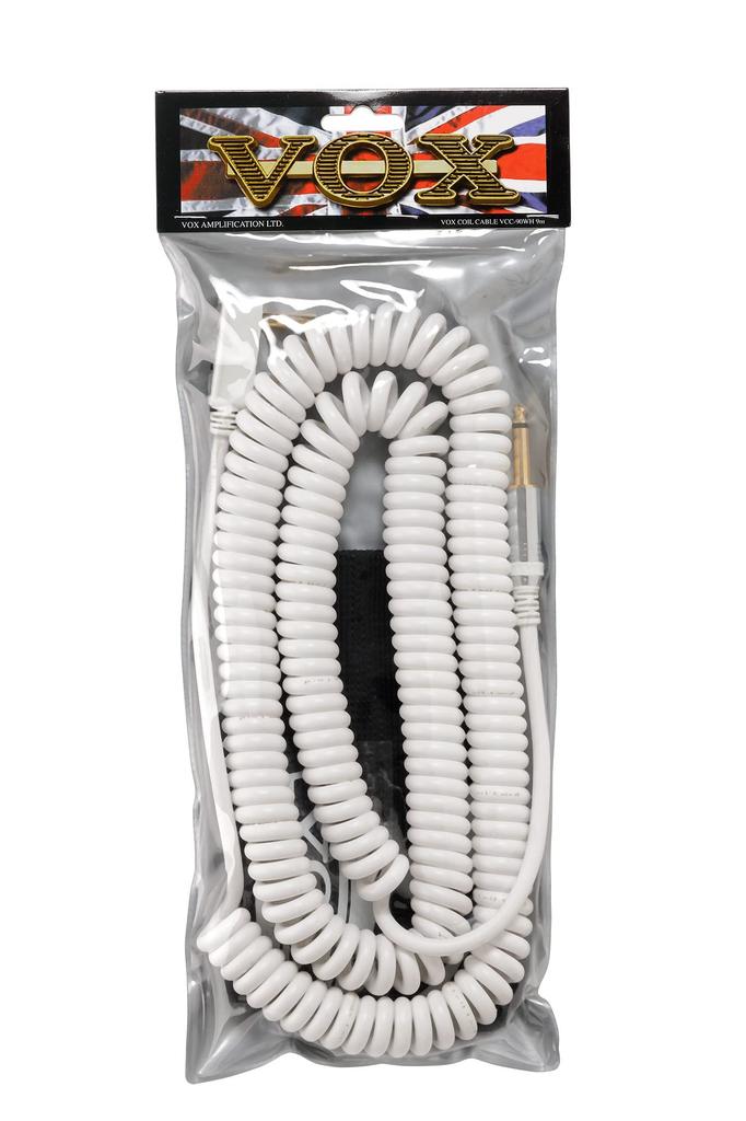 VOX VCC90 Guitar & Bass Shielded Cable, Coiled Cord, 9m, White