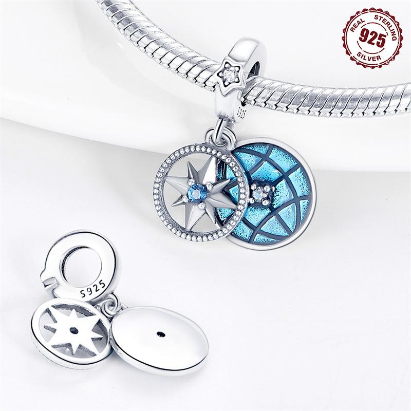Original Copper Charms Luxury Blue Earth Pendant Beads Fit Bracelet Diy Women Making Delicate Gift Jewelry