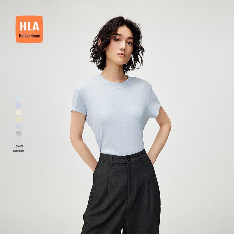 HLA Women s Round Neck Soft Short Sleeve T-shirt XL