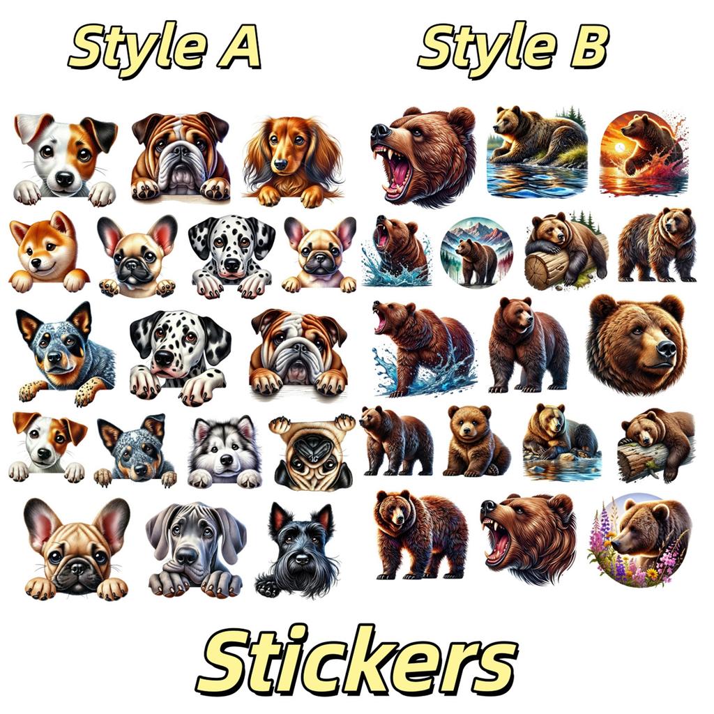 17pcs Cute Water Color watercolor brown bear Hand Account Stickers Stationery Laptop Suitcase Skateboard Stationery Planner
