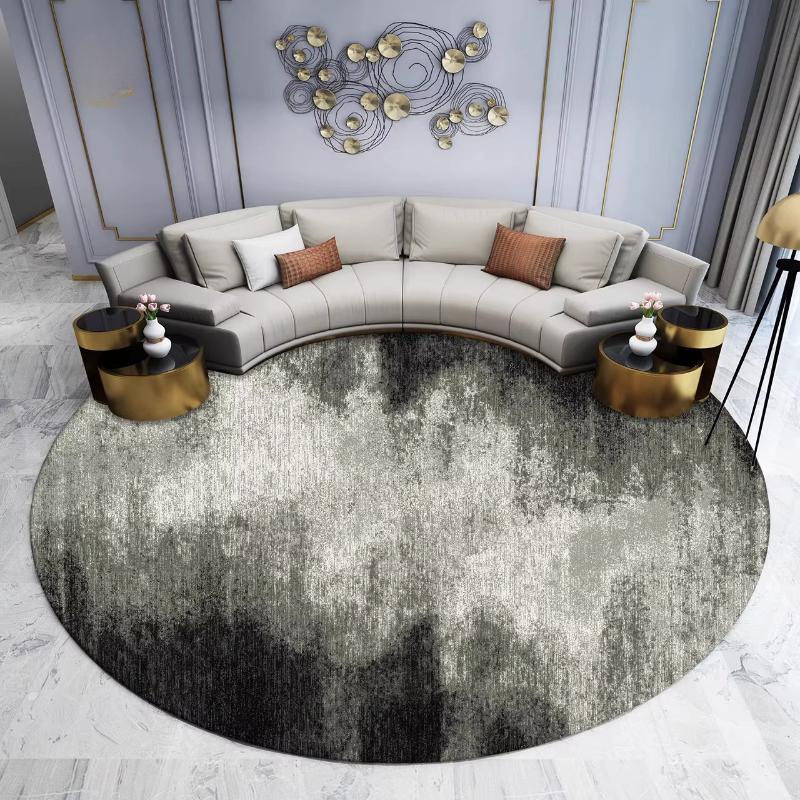 Modern Style Carpets for Living Room Light Luxury Bedroom Decor Round Carpet Thicken Plush Lounge Rug Fluffy Soft Floor Grey Mat