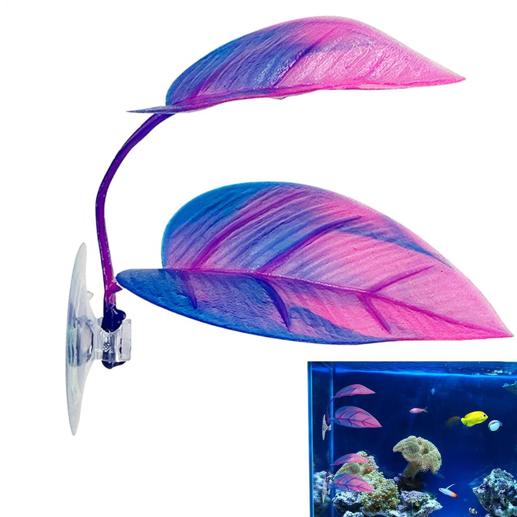 Aquarium bucket fish leaf with suction cup simulation water grass decoration leaves artificial lightweight fish leaf hammock