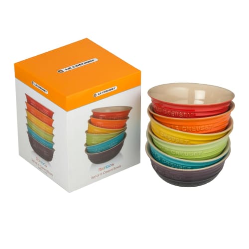 Le Creuset Cereal Bowls, 500ml, Rainbow Collection, Heat and Cold Resistant, Microwave and Oven Safe, Set of 6 [Official Japanese Product]